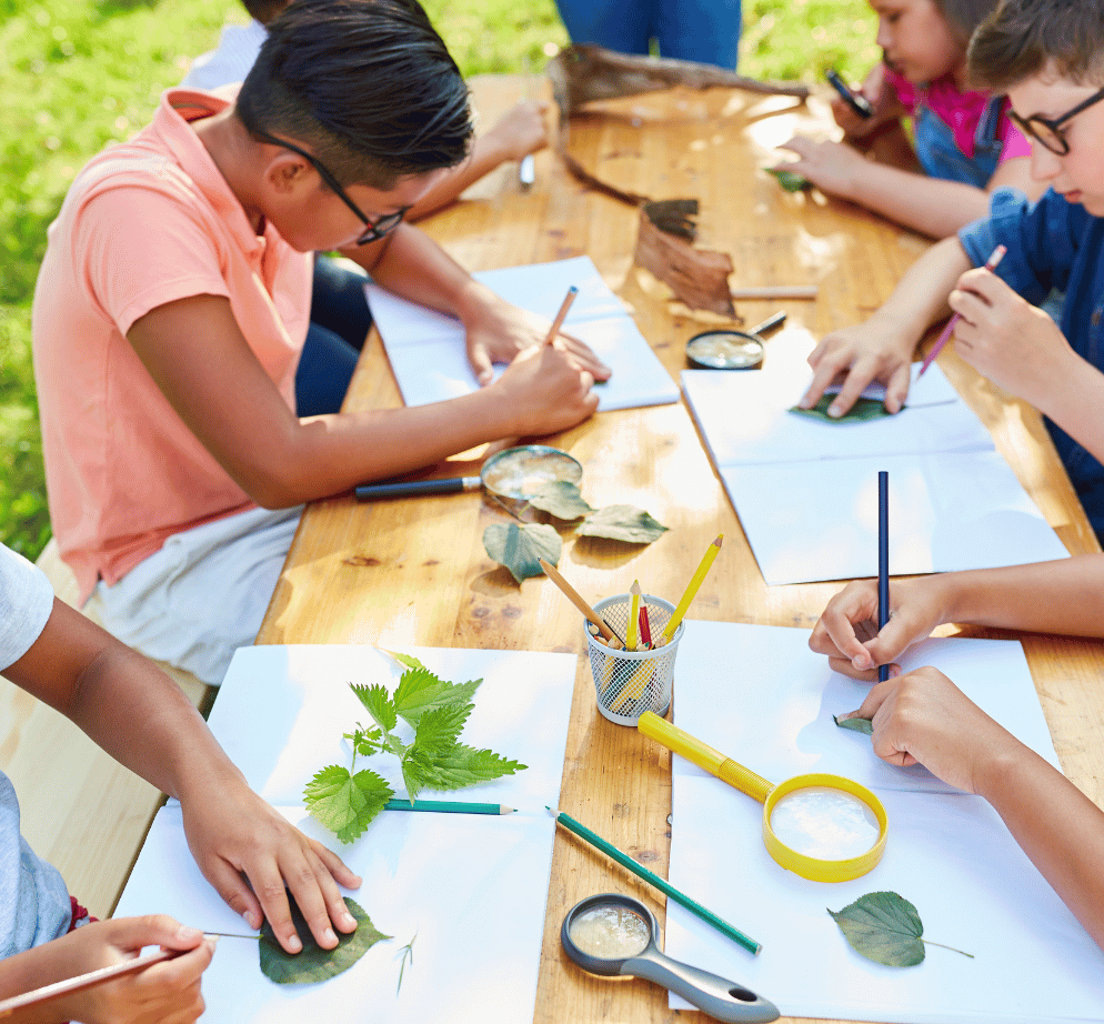 school-age children on a summer camp field trip
