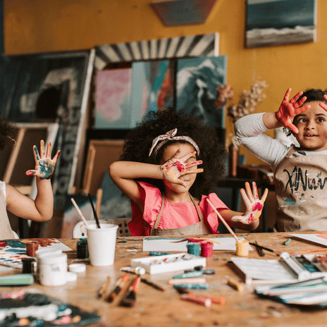 campers doing a hands-on summer activity